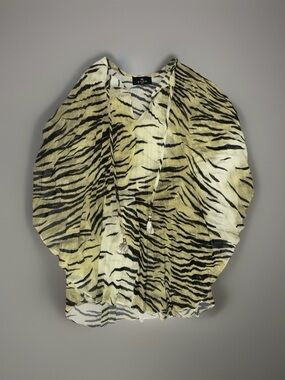 Etro Pleated Zebra Animal Print Poncho Beach Cover Up Tunic Top One Size